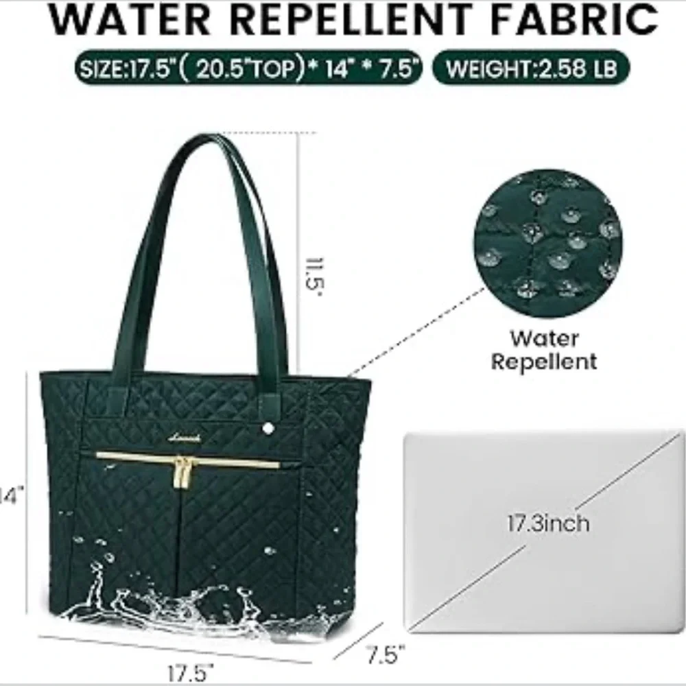 SOLD LOVEVOOK Green Quilted Tote Bag With Wristlet - Picture 3 of 10